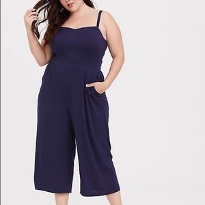 Torrid Navy Culotte Challis Jumpsuit